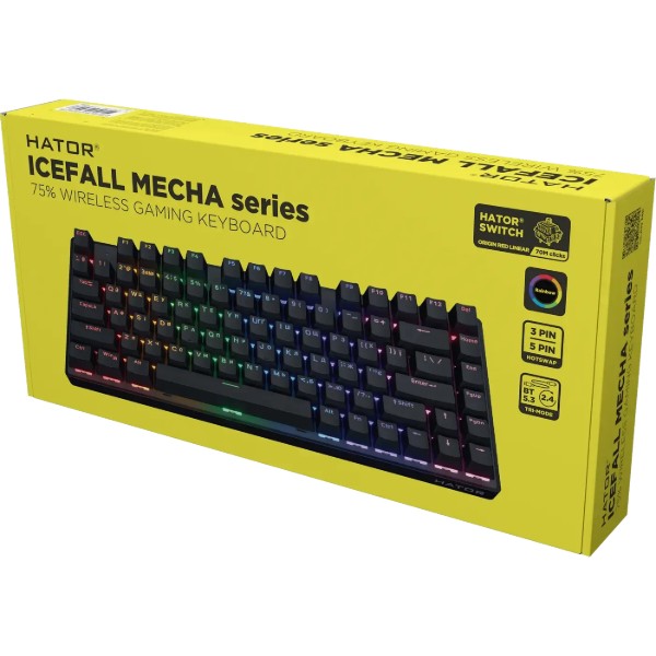 Фото - Клавиатура беспроводная игровая Hator Icefall Mecha 75 Wireless Rainbow Black (HTK275UA)