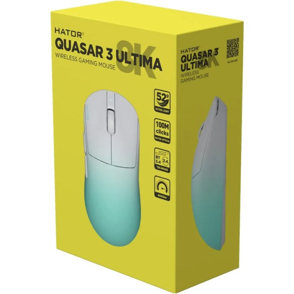 Фото - Миша бездротова ігрова Hator Quasar 3 ULTIMA 8K Wireless (HTM761) White/Mint