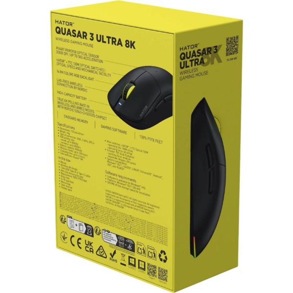 Фото - Мышь беспроводная игровая Hator Quasar 3 ULTRA 8K Wireless (HTM772) black edition