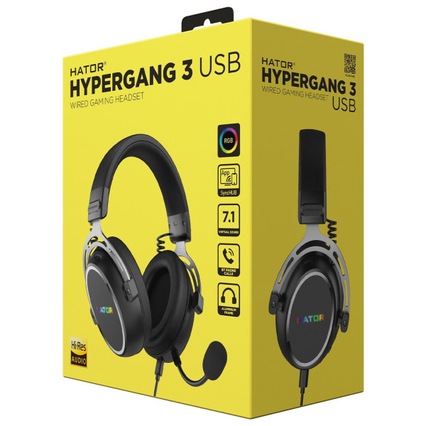 Фото - Гарнітура дротова ігрова Hator HYPERGANG 3 Hi-Res USB7.1 Black (ESH50)