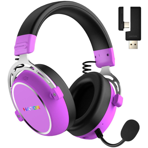 Фото - Гарнітура бездротова ігрова Hator HYPERGANG 3 Hi-Res (ESH52) Wireless Cyber Violet
