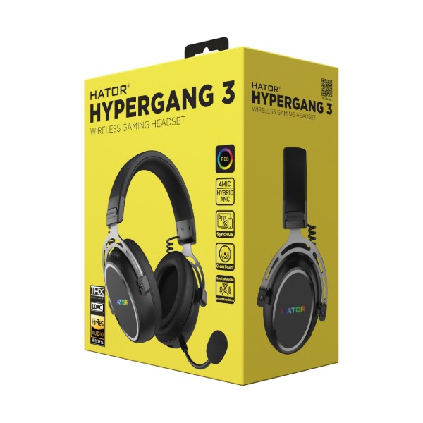 Фото - Гарнітура бездротова ігрова Hator HYPERGANG 3 Hi-Res Wireless Black (ESH55)