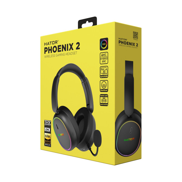 Фото - Гарнітура бездротова ігрова Hator Phoenix 2 Wireless Black (ESH40)