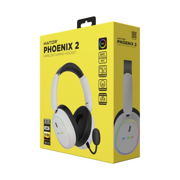 Фото - Гарнітура бездротова ігрова Hator Phoenix 2 Wireless White (ESH41)