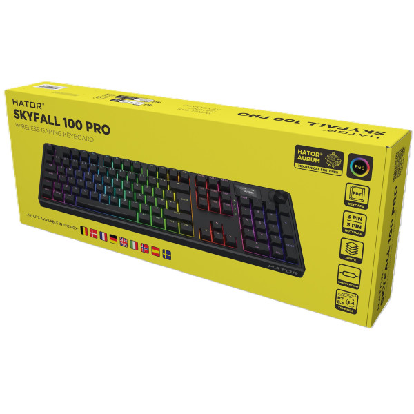 Фото - Клавиатура беспроводная игровая Hator Skyfall 100 PRO wireless Black, UK-ISO, silent switches (HTK4101EU)