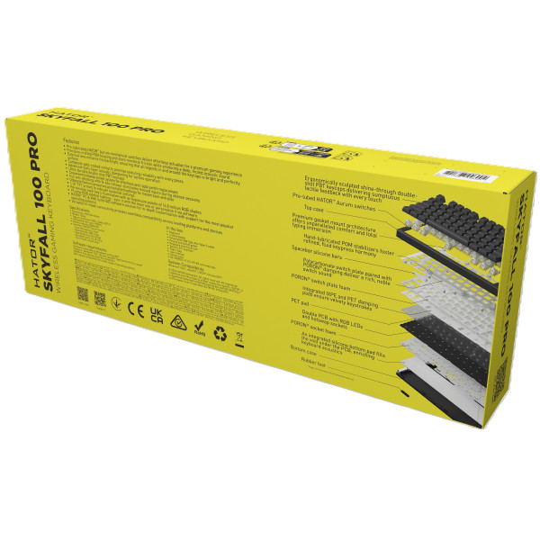 Фото - Клавиатура беспроводная игровая Hator Skyfall 100 PRO wireless Black, UK-ISO, silent switches (HTK4101EU)