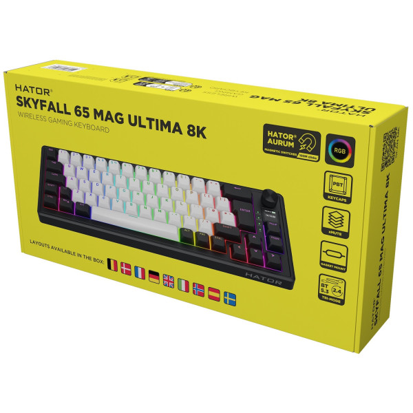Фото - Клавіатура бездротова ігрова Hator Skyfall 65 MAG ULTIMA 8K wireless Black/White (HTK3860EU)