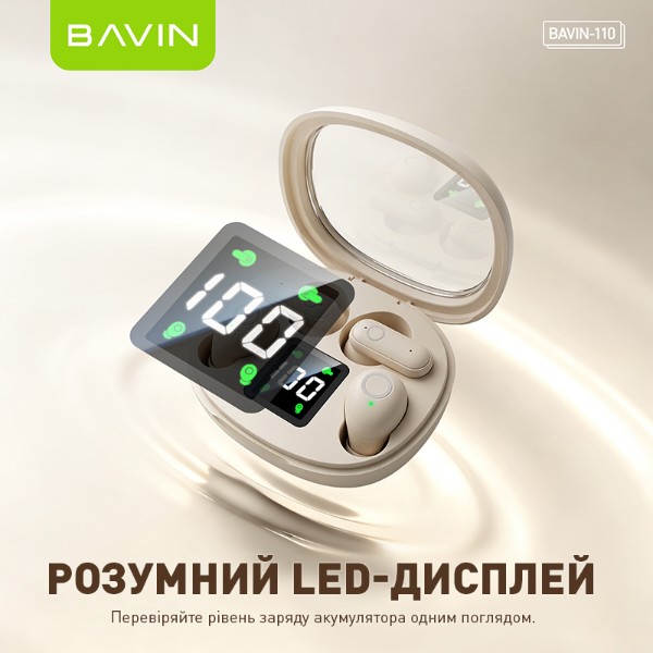 Фото - Наушники вкладыши беспроводные TWS Bavin 110 Hi-Res Premium Stereo Black (HB-BA-110-BK)