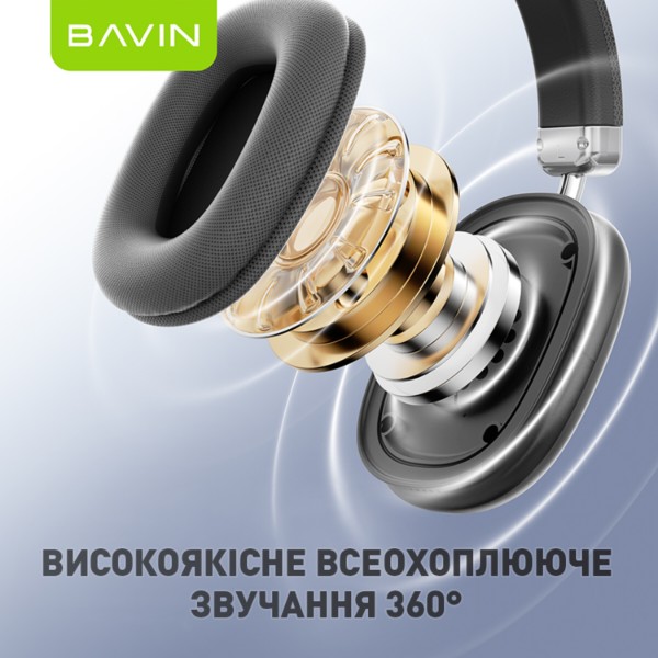 Фото - Наушники накладные беспроводные Bavin Hi-Res Black (HB-BH-55 BK)