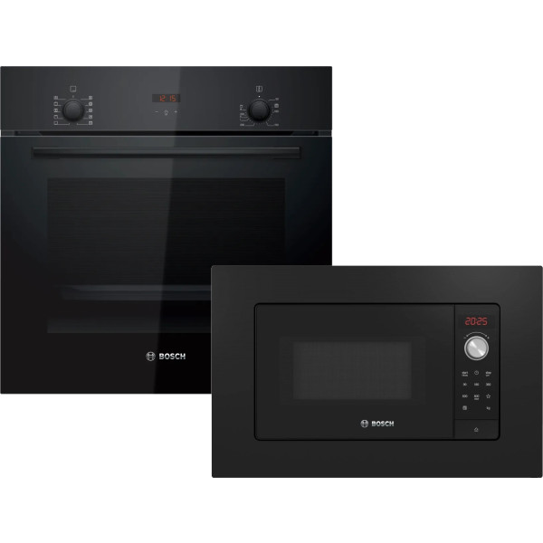 Фото - Комплект техники Bosch Духовой шкаф + Микроволновая печь встраиваемая Bosch HBF512BB1T + BFL623MC3