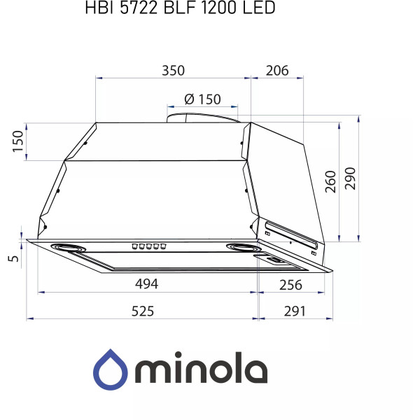 Фото - Вытяжка встраиваемая Minola HBI 5722 BLF 1200 LED