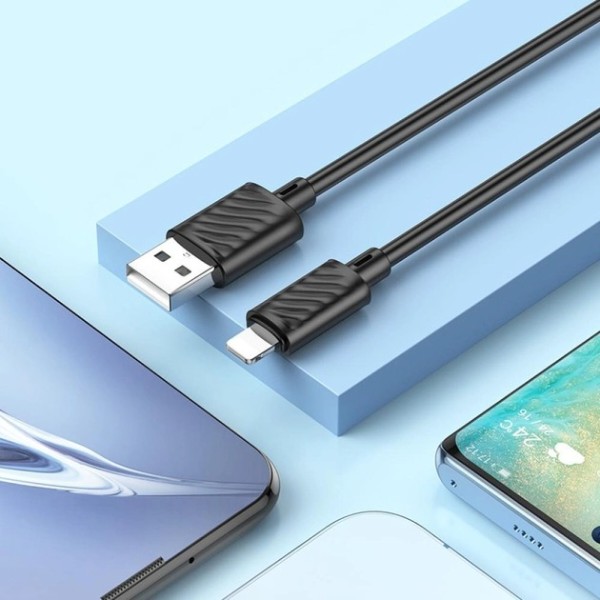 Фото - Кабель HOCO X88 Gratified USB-Lightning 2.4A Black (HC-X88-L-BK)