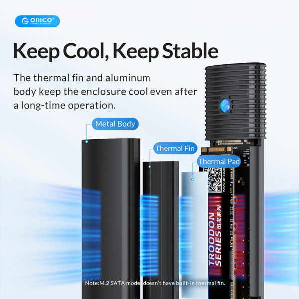 Фото - Зовнішній карман Orico SSD USB3.2 Gen2 USB-C M.2 NVMe/NGFF(SATA) (HC380503)