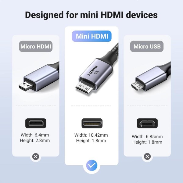 Фото - Кабель HDMI UGREEN HD163 Mini HDMI to HDMI 8K Cable 1m Black (15514)