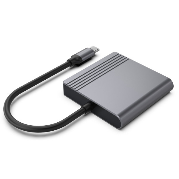 Фото - Хаб USB Cablexpert USB-C 3в1 Silver (A-CM-HDMIFDPF-01)