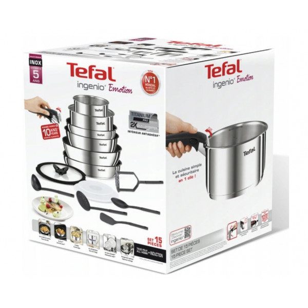 Фото - Набор посуды со съемной ручкой Tefal L925SF14 Ingenio Emotion 15 пр