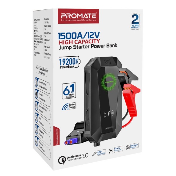 Фото - Пускозарядний пристрій Promate 19200mAh (Hexabolt-20.Black)