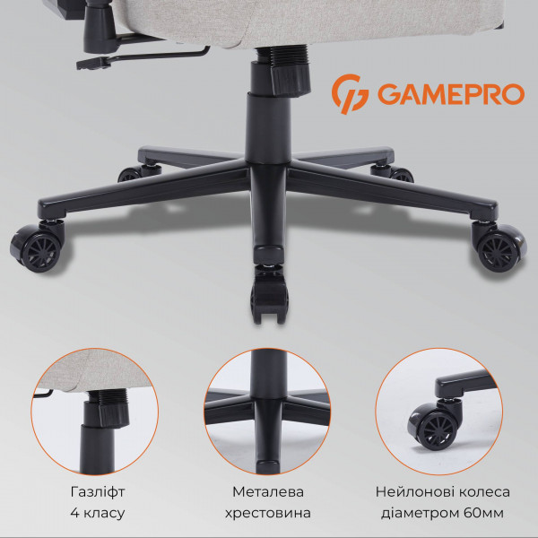 Фото - Крісло для геймерів GamePro FGC750LG Size L Fabric Light Grey