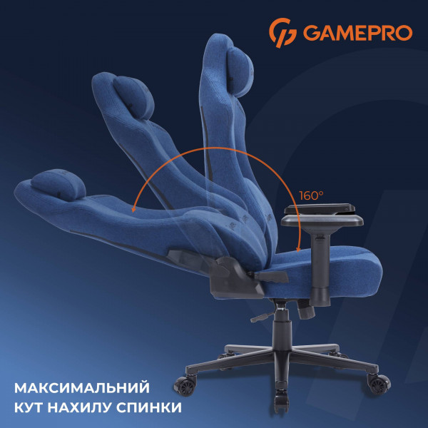 Фото - Крісло для геймерів GamePro FGC750DB Size L Fabric Dark Blue