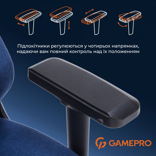 Фото - Крісло для геймерів GamePro FGC750DB Size L Fabric Dark Blue