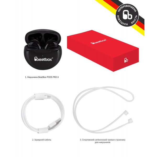 Фото - Навушники вкладиші бездротові TWS BeatBox PODS PRO 6 black (bbppro6b)