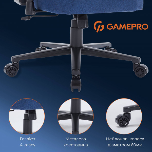 Фото - Крісло для геймерів GamePro FGC750DB Size L Fabric Dark Blue