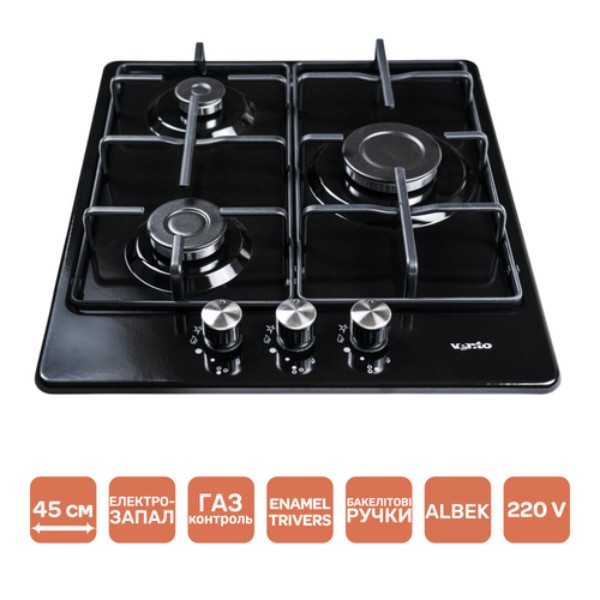 Фото - Варильна поверхня газова Ventolux HG430-B3 S (BK)