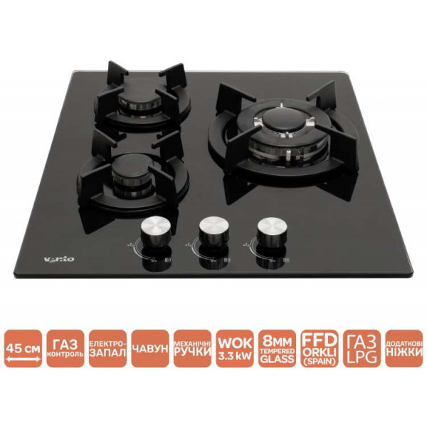 Фото - Варильна поверхня газова Ventolux HG430 K7G CEST (BK)