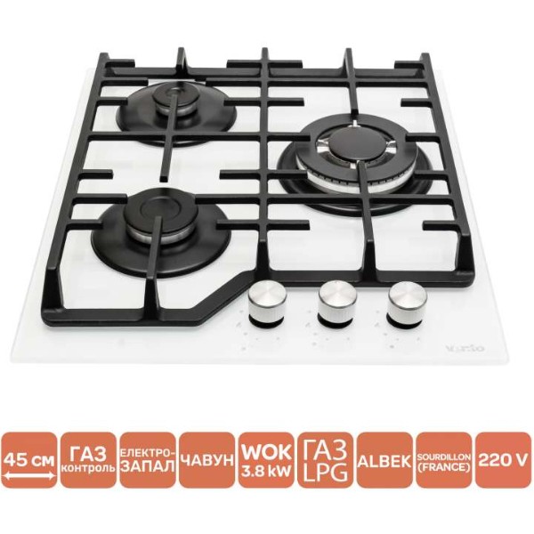 Фото - Варильна поверхня газова Ventolux HG430-W3G CEST (WH)