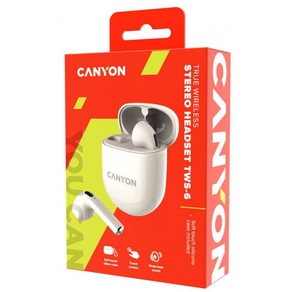 Фото - Наушники вкладыши беспроводные TWS Canyon TWS-6 (CNS-TWS6BE) Beige