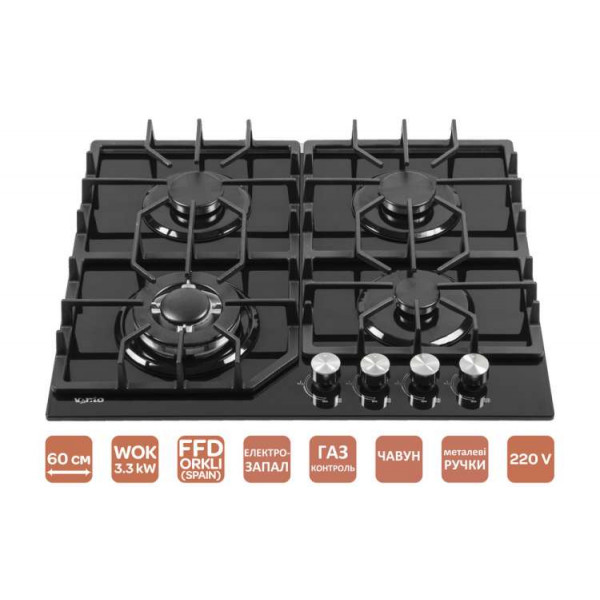 Фото - Варильна поверхня газова Ventolux HG L7G CEST (BK)