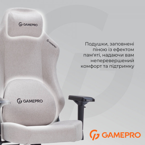 Фото - Крісло для геймерів GamePro FGC750LG Size L Fabric Light Grey