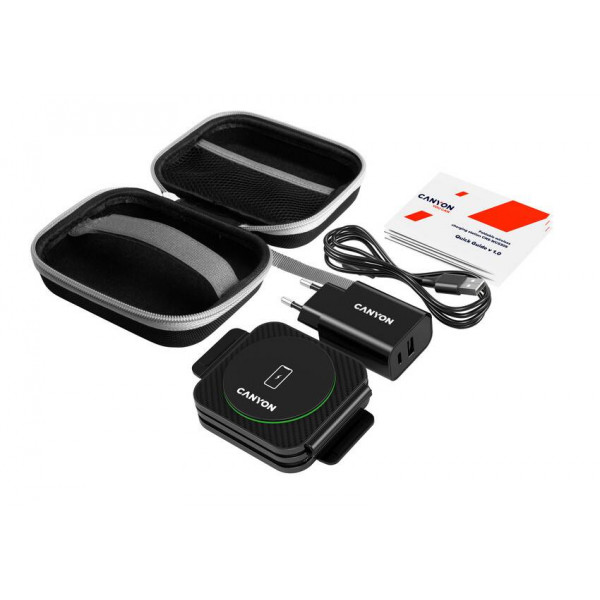 Фото - Бездротовий зарядний пристрій Canyon WS-305 3 в 1 QI Black (CNS-WCS305B)