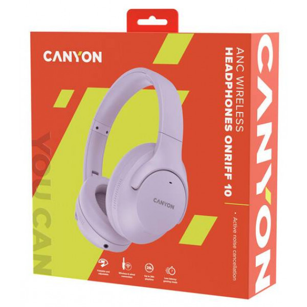 Фото - Наушники полноразмерные беспроводные Canyon OnRiff 10 ANC Purple (CNS-CBTHS10PU)