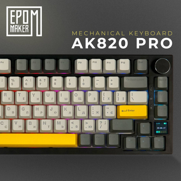 Фото - Клавіатура бездротова ігрова EPOMAKER AK820 Pro Gift Switch Hot-Swap Black (AK820-PRO-B-G)