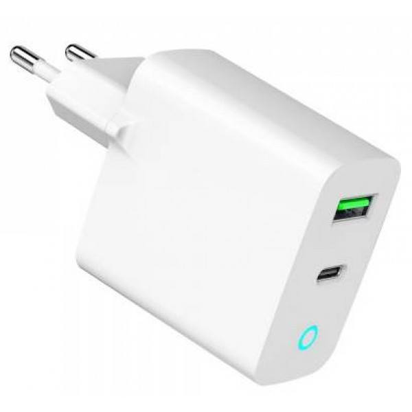 Фото - Мережевий зарядний пристрій Gembird USB-A + 1 Type-C PD20Вт + QC3.0 18Вт (TA-UC-PDQC20L-W-01)