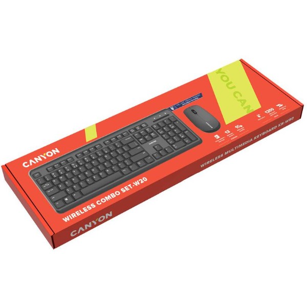 Фото - Клавиатура+мышь беспроводная Canyon SET-W20 Velvet Wireless Silent ENG/UKR Black (CNS-HSETW02)