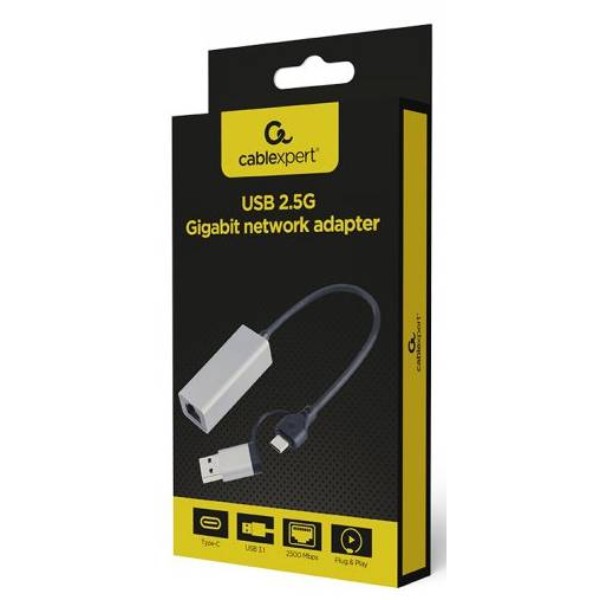 Фото - Переходник USB- RJ-45 Cablexpert USB type-A / type-C (A-USB3AC-LAN2G-01)