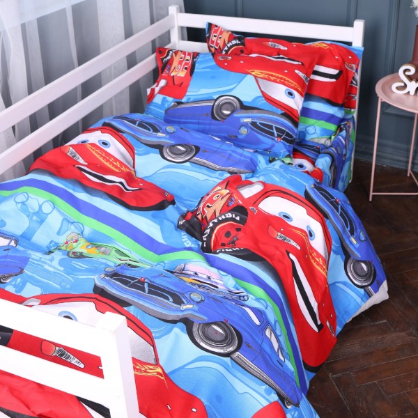 Фото - Комплект постільної білизни MirSon Бязь Kids Time 17-0778 McQueen's Racing Dreams blue 175х210 см (2200011257204)