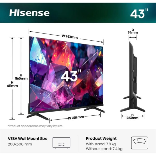 Фото - Телевизор Hisense 43E7S PRO