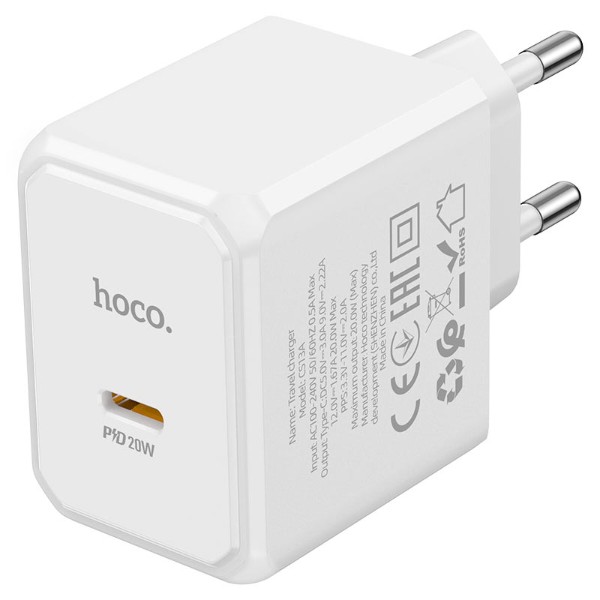 Фото - Мережевий зарядний пристрій HOCO CS13A PD20W charger White (6942007603812)