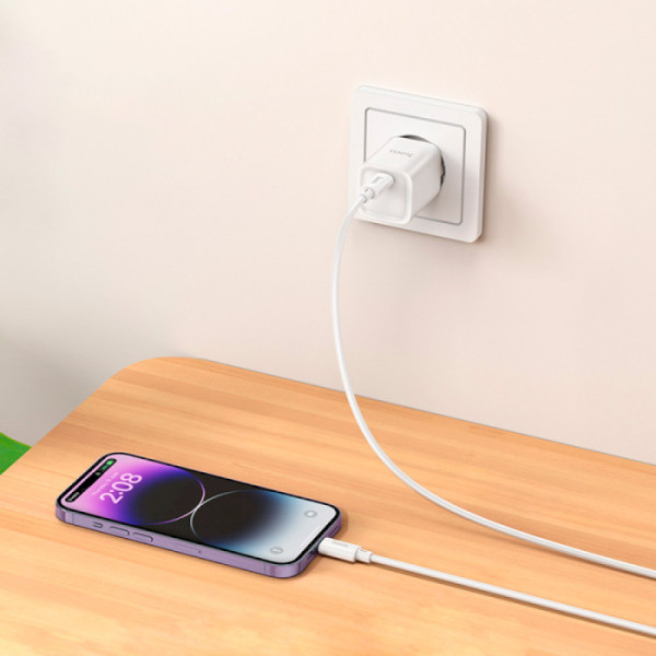 Фото - Мережевий зарядний пристрій HOCO C148A PD30W charger set (C to iP) (EU) White (6942007630313)