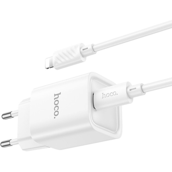 Фото - Мережевий зарядний пристрій HOCO C148A PD30W charger set (C to iP) (EU) White (6942007630313)