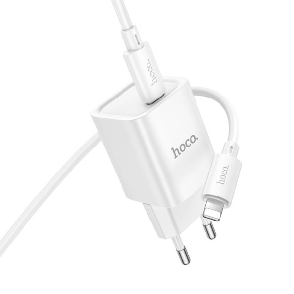 Фото - Мережевий зарядний пристрій HOCO C148A PD30W charger set (C to iP) (EU) White (6942007630313)