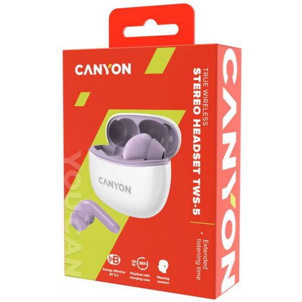Фото - Навушники вкладиші бездротові TWS Canyon TWS-5 (CNS-TWS5PU) Purple