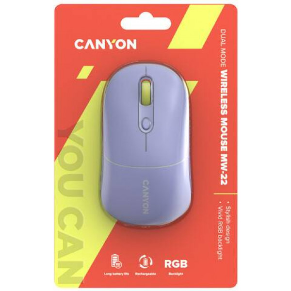 Фото - Миша бездротова Canyon MW-22 Dual Band RGB Wireless Mountain Lavender (CNS-CMSW22ML)