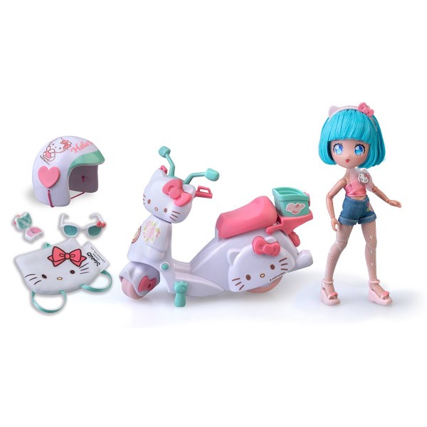Фото - Ляльковий набір 4SF Manga Dolls Hello Kitty – КРАСОТКА ПІНК НА СКУТЕРІ (HKTF3000)