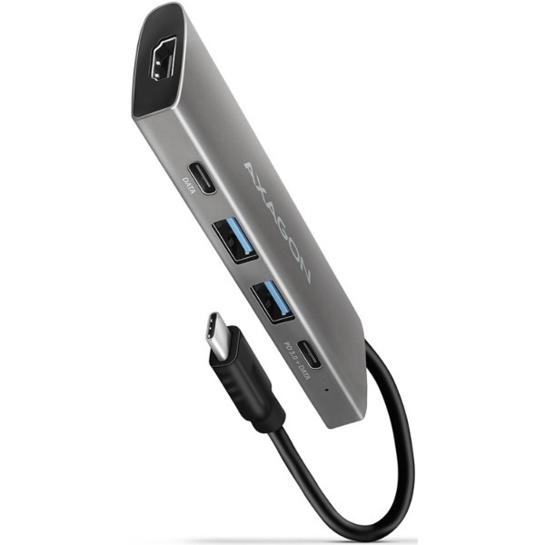 Фото - Хаб USB AXAGON USB-C 10Gbps SPEEDSTER 5in1 (rev2.0), Grey (HMC-5G2)