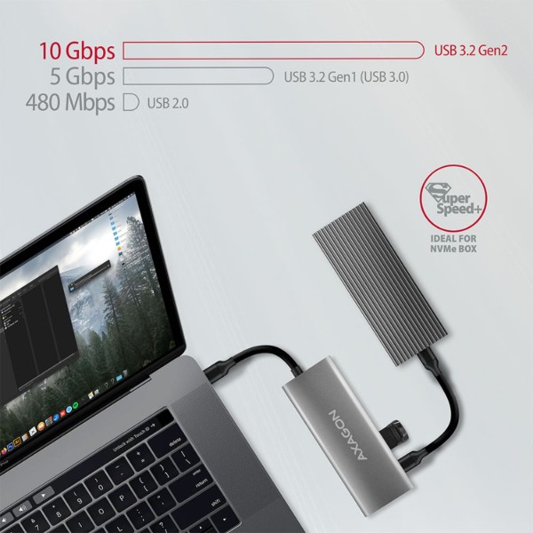 Фото - Хаб USB AXAGON USB-C 10Gbps SPEEDSTER 5in1 (rev2.0), Grey (HMC-5G2)