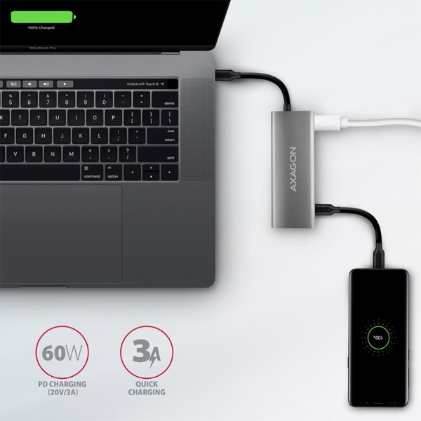 Фото - Хаб USB AXAGON USB-C 10Gbps SPEEDSTER 5in1 (rev2.0), Grey (HMC-5G2)